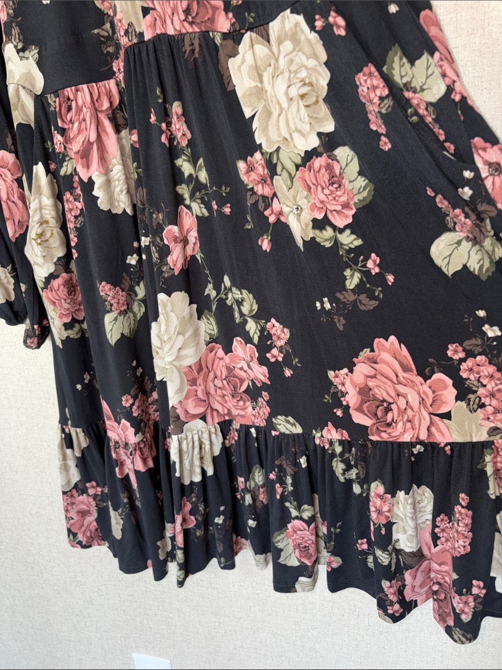 Torrid Super Soft Floral Long Sleeve Jersey Babydoll Dress Sz 1 Cottagecore - Picture 15 of 15
